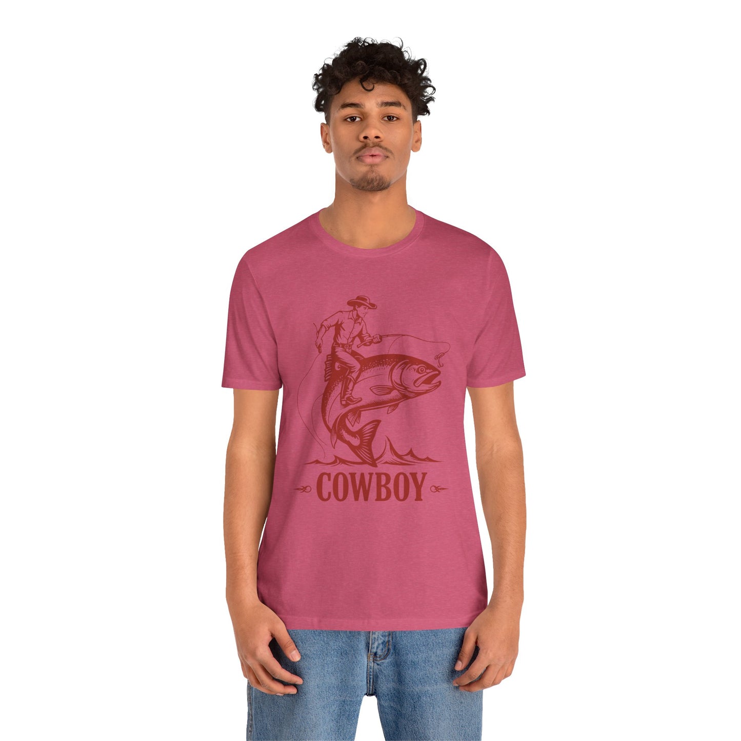 Cowboy Riding a Giant Fish Shirt – Vintage Western Fishing Rodeo Tee