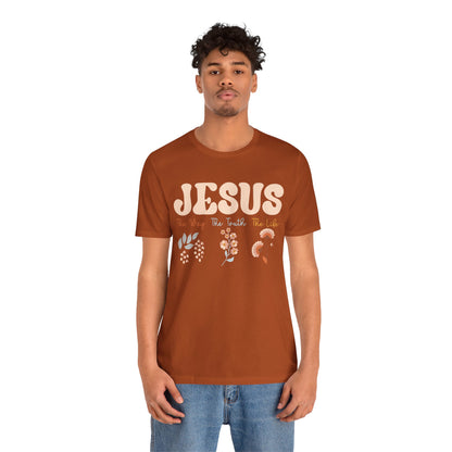 Jesus The Way The Truth The Life Shirt – Groovy Floral John 14:6 Christian Tee