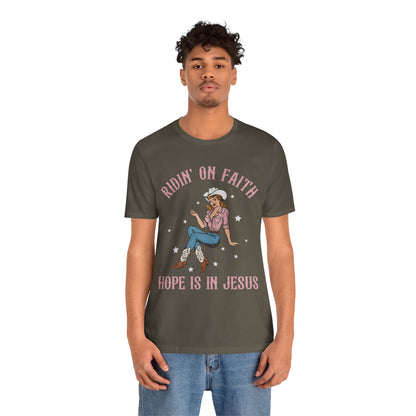 Ridin’ On Faith Shirt – Christian Cowgirl Rodeo Western Jesus Tee