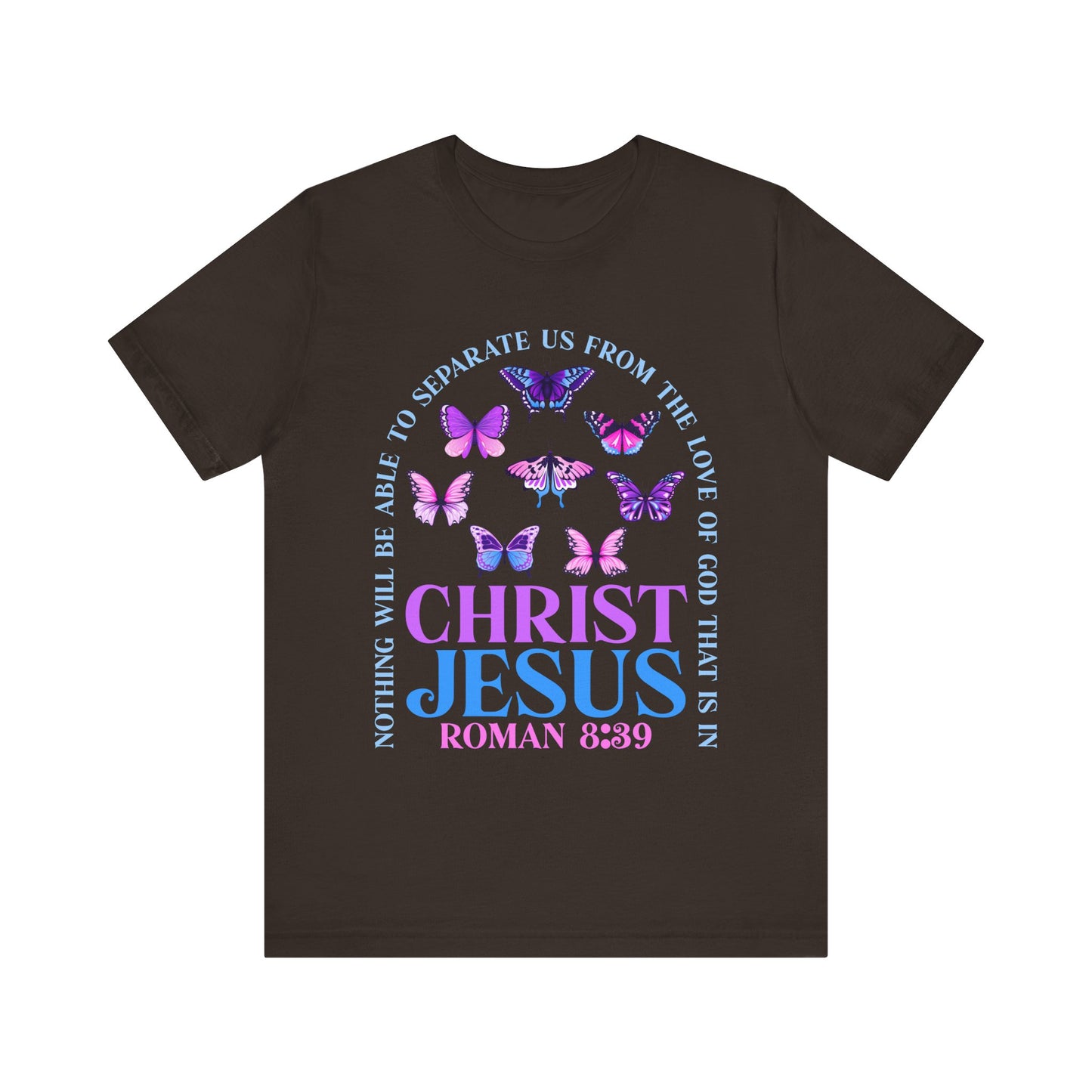 The Love of God in Christ Jesus Shirt – Boho Butterfly Romans 8:39 Faith Tee