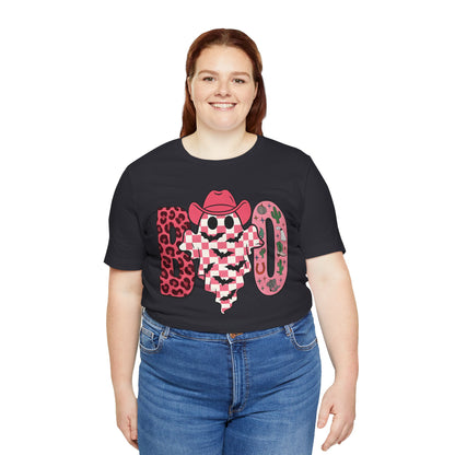 Pink BOO Shirt – Western Ghost Cowgirl Hat Halloween Tee