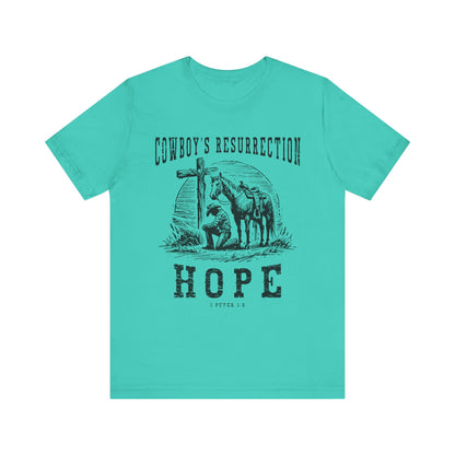 Cowboy’s Resurrection Hope Shirt – Christian Cross Western Rodeo Tee