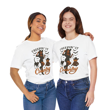 Creepin’ It Country Shirt – Spooky Cowgirl Pumpkin Western Halloween Tee