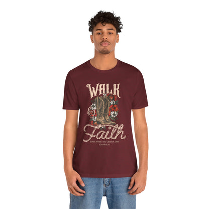 Walk by Faith Shirt – 2 Corinthians 5:7 Christian Jesus Bible Verse Tee
