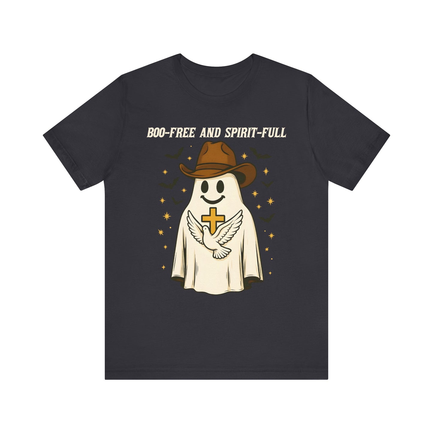Boo Free and Spirit Full Shirt – Christian Ghost Cowboy Halloween Faith Tee