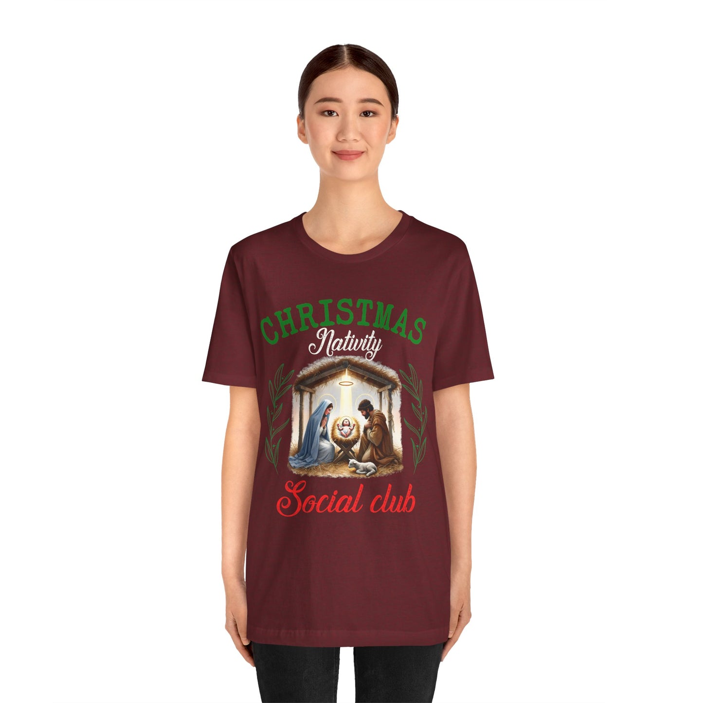 Christmas Nativity Social Club Shirt – Christian Nativity Scene Faith Holiday Tee