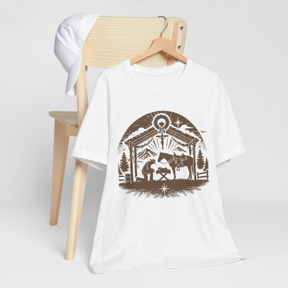 Praying Cowboy Christmas Shirt – Western Nativity Christian Holiday Tee