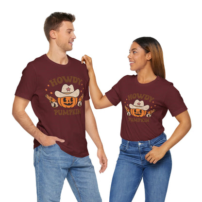 Howdy Pumpkin T-Shirt, Retro Western Cowboy Cowgirl Halloween Tee