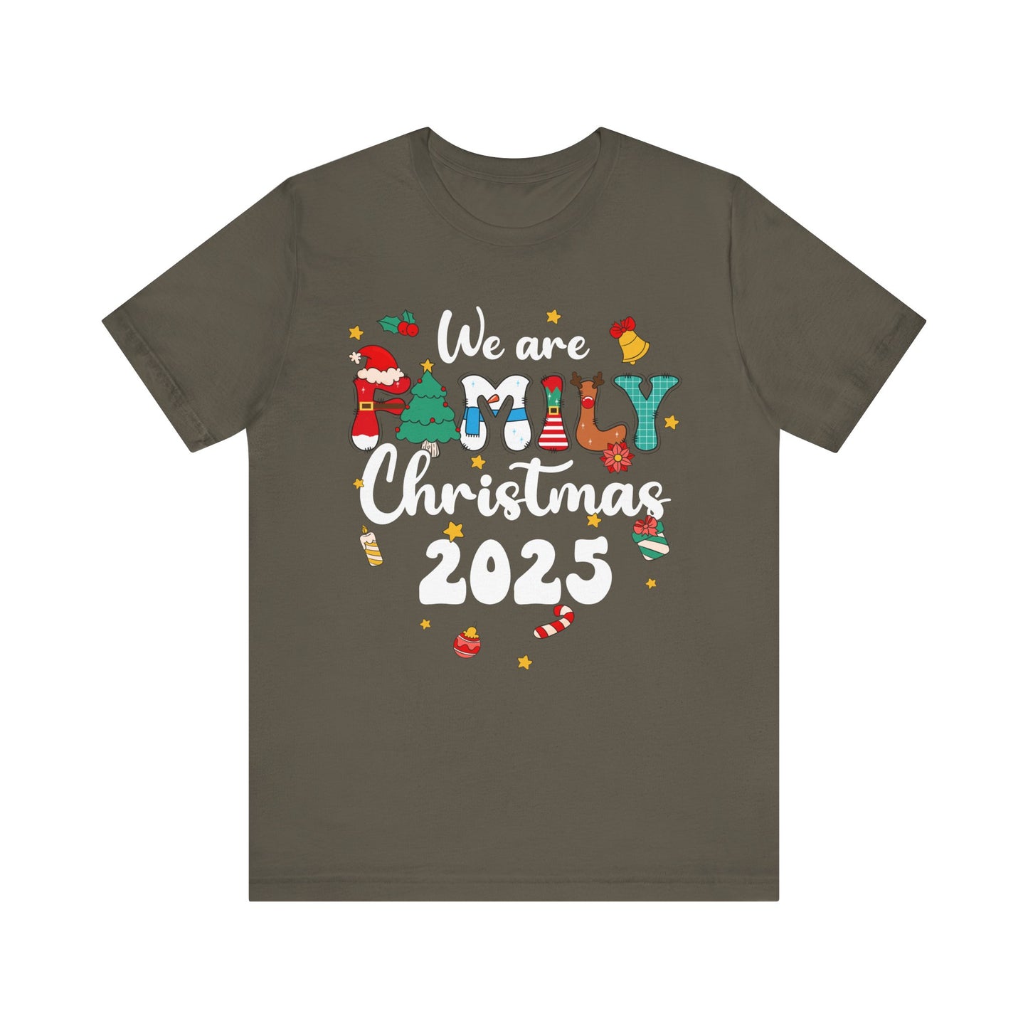 We Are Family Christmas 2025 Shirt – Groovy Snowman & Xmas Tree Matching Tee