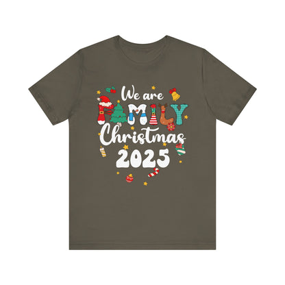 We Are Family Christmas 2025 Shirt – Groovy Snowman & Xmas Tree Matching Tee
