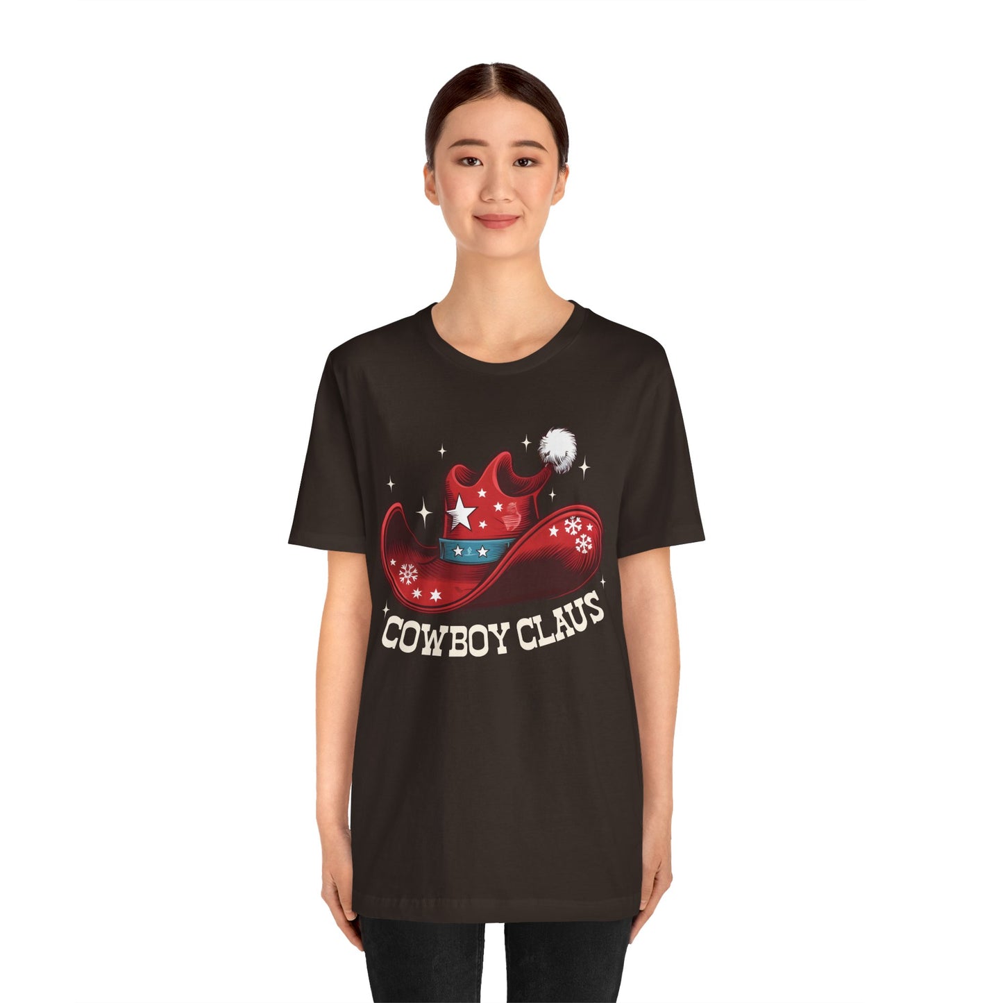 Cowboy Claus Christmas Shirt – Western Santa Hat Funny Cowboy Holiday Tee