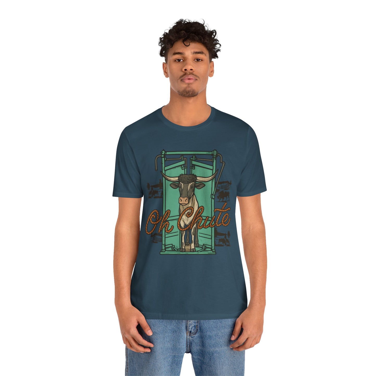 Oh Chute Teal Bull Shirt – Funny Rodeo Western Bucking Cowboy Tee