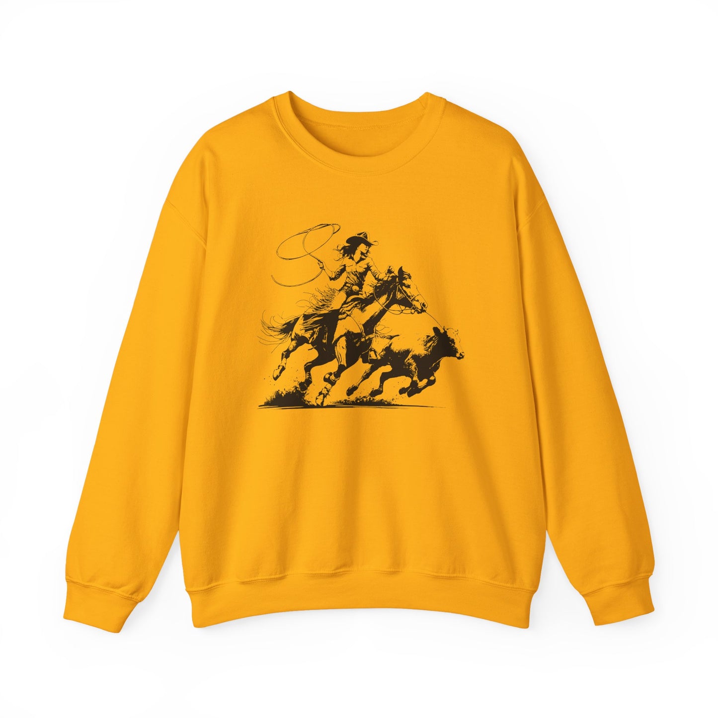 Cowgirl Roping Calf Sweatshirt – Western Horse Rodeo Racing Farm Pullover