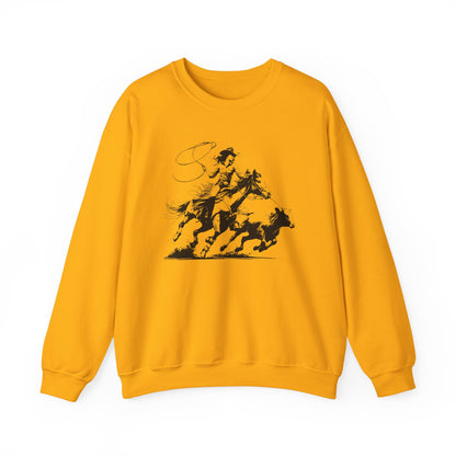 Cowgirl Roping Calf Sweatshirt – Western Horse Rodeo Racing Farm Pullover