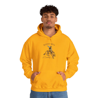 Blessed with a Cowboy Hoodie – Retro Christian Western Rodeo Country Pullover