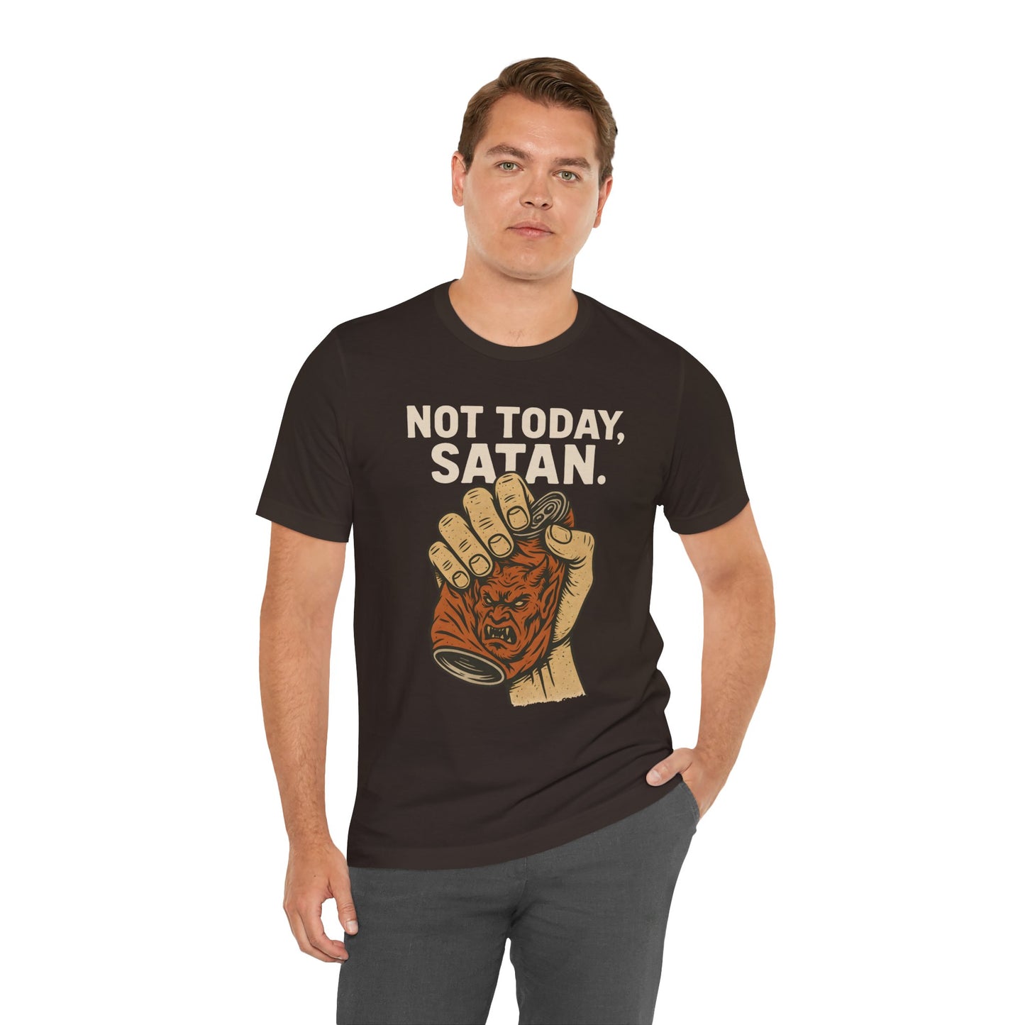 Not Today Satan Shirt – Funny Christian Faith Halloween Anti-Devil Tee
