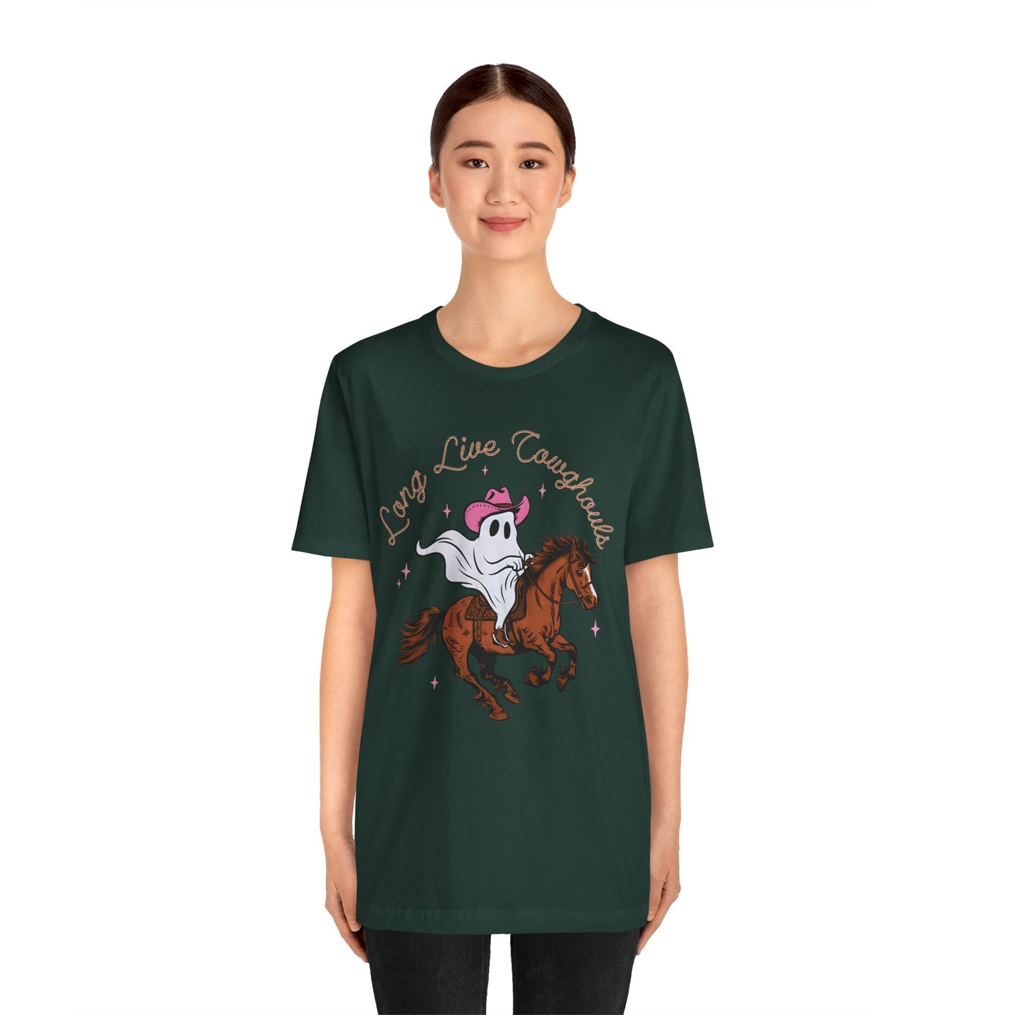 Long Live Cowghouls T-Shirt, Western Ghost Cowgirl Halloween Tee, Spooky Rodeo Shirt