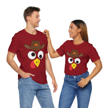 Thanksgiving Couples Turkey Face Shirt – Funny Cowboy & Cowgirl Matching Tee