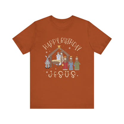 Nativity Happy Birthday Jesus Shirt – Christian Faith-Filled Christmas Tee