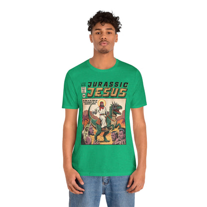Jurassic Jesus Shirt – Dino-Riding Savior Comic Book Christian Tee
