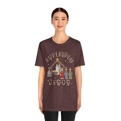 Nativity Happy Birthday Jesus Shirt – Christian Faith-Filled Christmas Tee