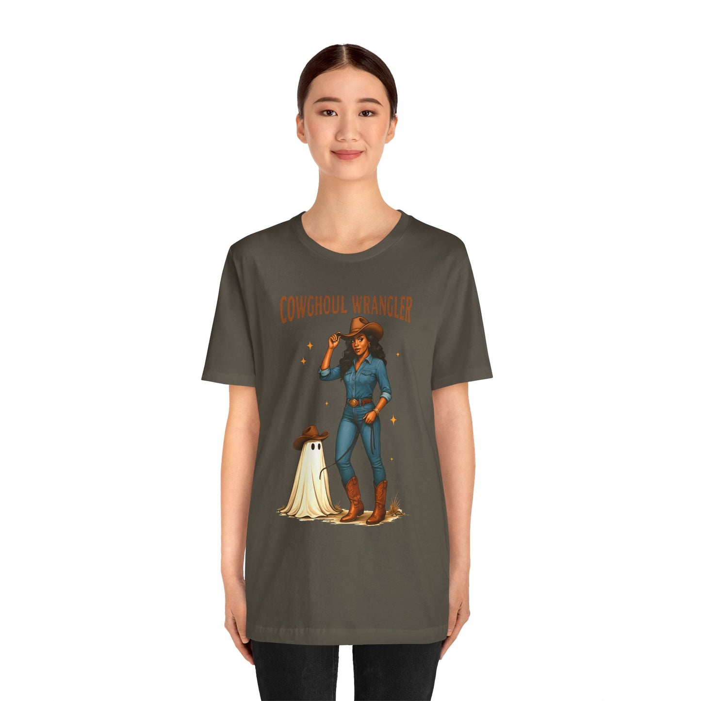 Cowghoul Wrangler Shirt Western Cowgirl Cowboy Ghost Halloween Tee, Spooky Rodeo Fall Outfit