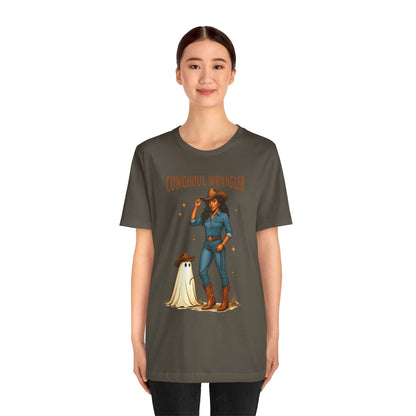 Cowghoul Wrangler Shirt Western Cowgirl Cowboy Ghost Halloween Tee, Spooky Rodeo Fall Outfit