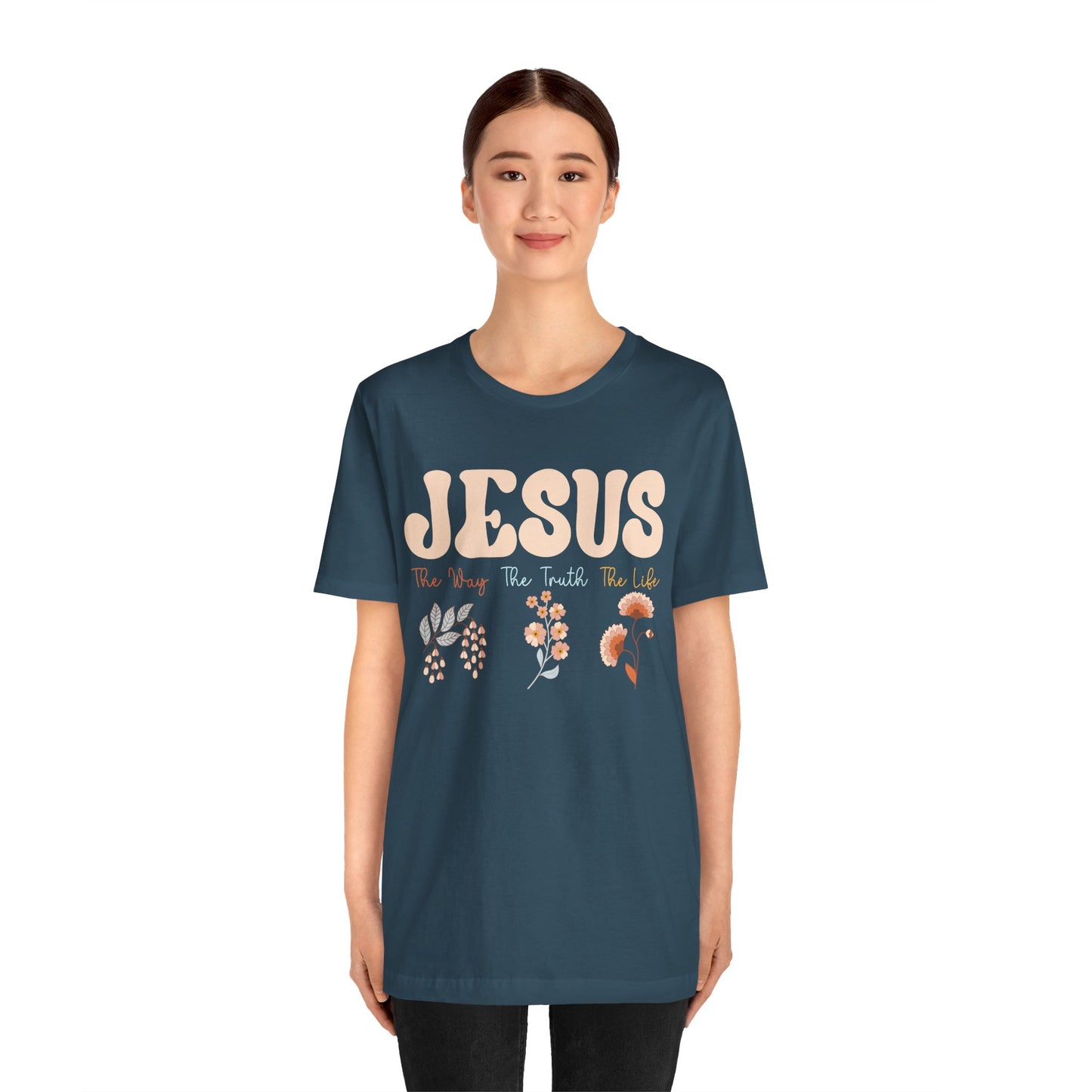 Jesus The Way The Truth The Life Shirt – Groovy Floral John 14:6 Christian Tee