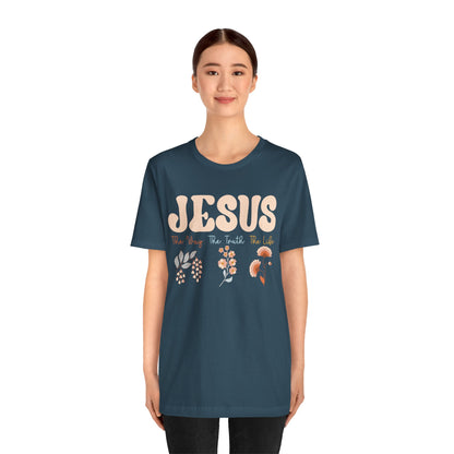 Jesus The Way The Truth The Life Shirt – Groovy Floral John 14:6 Christian Tee