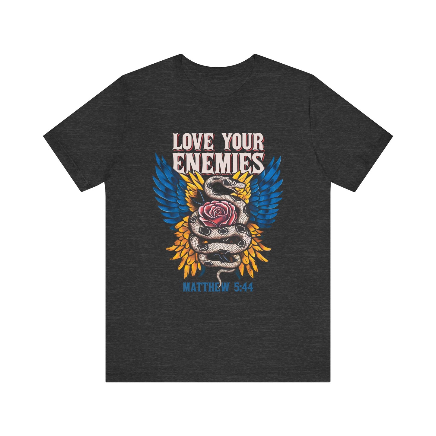 Love Your Enemies Shirt – Christian Matthew 5:44 Angel Wings Scripture Faith Tee