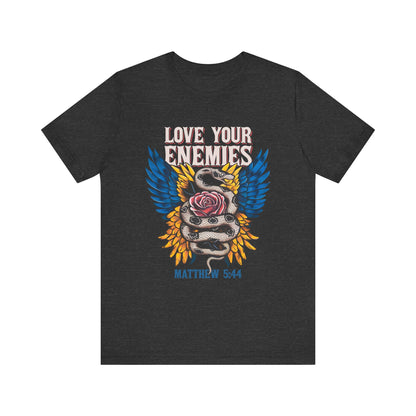 Love Your Enemies Shirt – Christian Matthew 5:44 Angel Wings Scripture Faith Tee