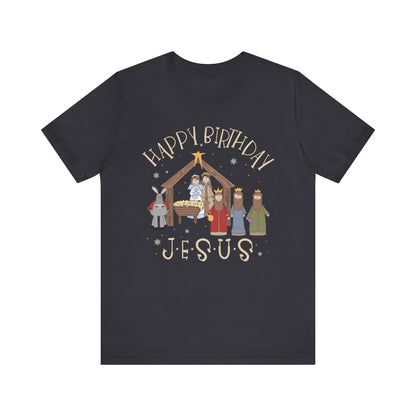 Nativity Happy Birthday Jesus Shirt – Christian Faith-Filled Christmas Tee