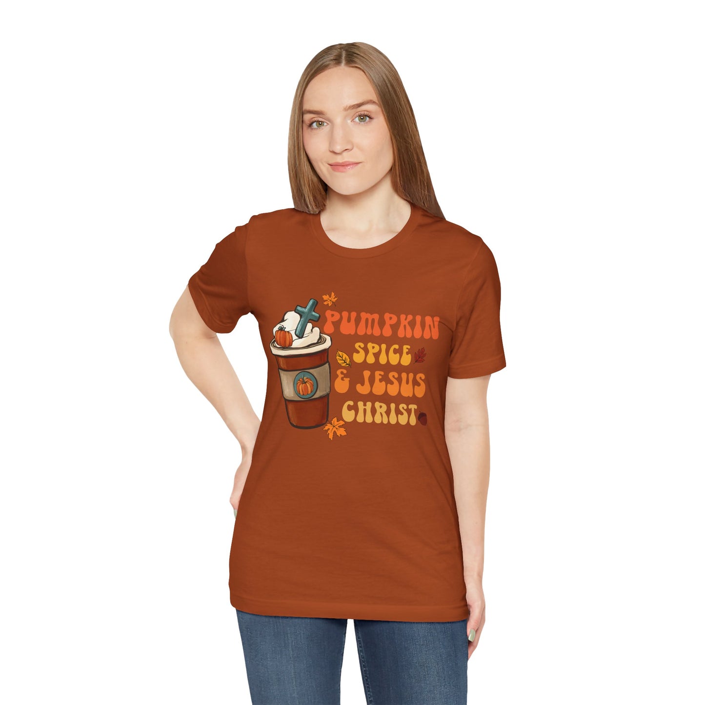 Pumpkin Spice Latte & Jesus Christ Shirt – Groovy Christian Fall Thanksgiving Tee