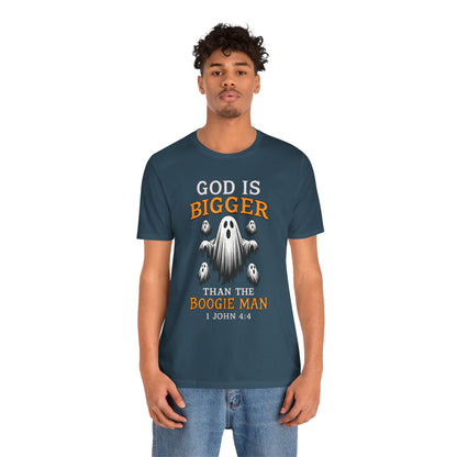God Is Bigger Than the Boogie Man Shirt – Christian Ghost Halloween Faith Tee