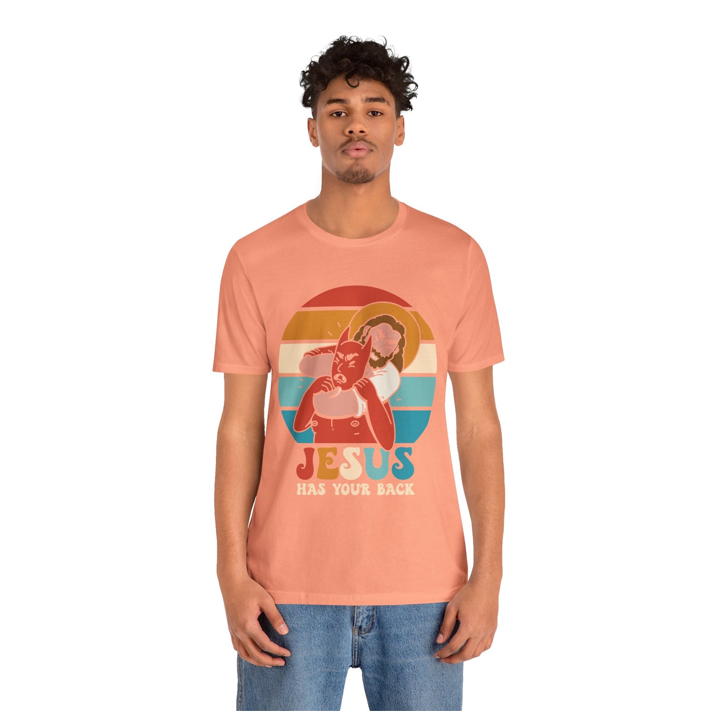 Hey Devil Jesus Has Your Back T-Shirt, Funny Christian Retro Halloween Tee