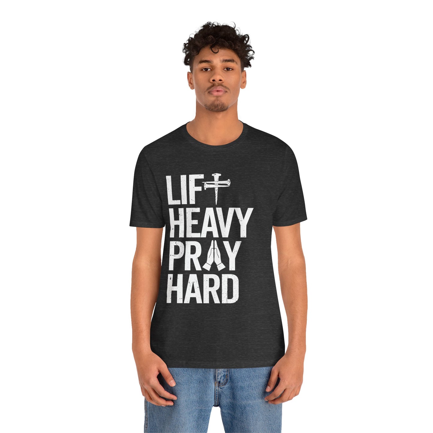 Lift Heavy Pray Hard Cross Nails Trendy Christ Gym Vintage T-Shirt