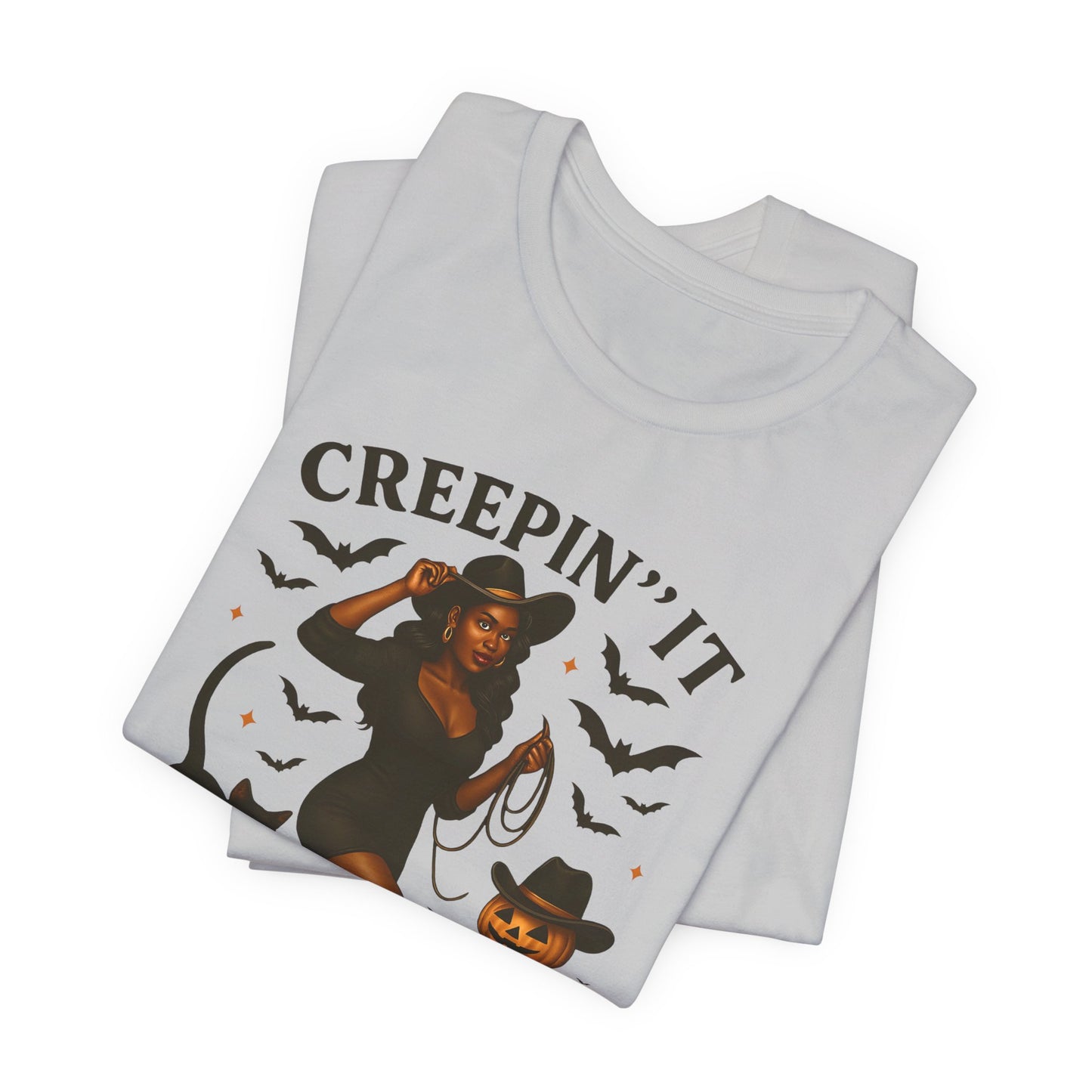 Creepin’ It Country Shirt – Spooky Cowgirl Pumpkin Western Halloween Tee