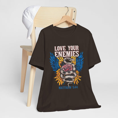 Love Your Enemies Shirt – Christian Matthew 5:44 Angel Wings Scripture Faith Tee