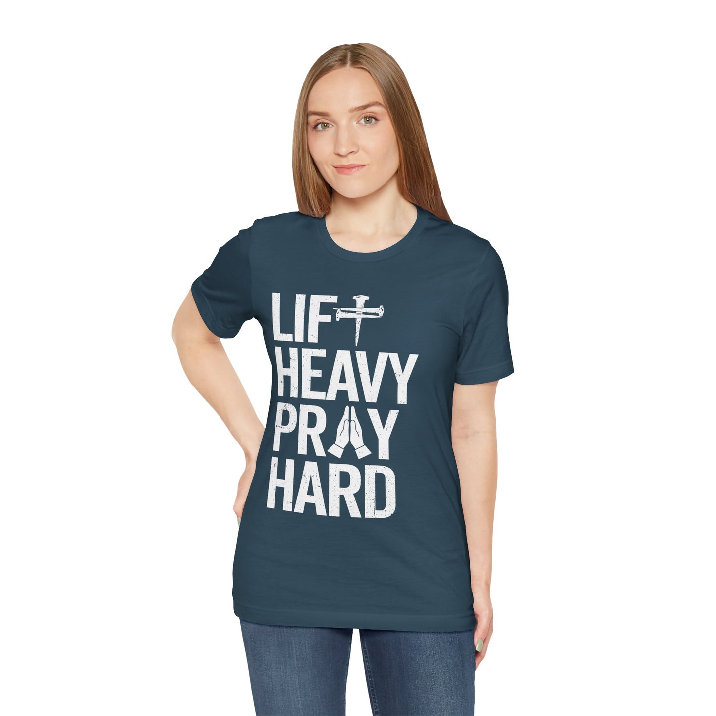 Lift Heavy Pray Hard Cross Nails Trendy Christ Gym Vintage T-Shirt