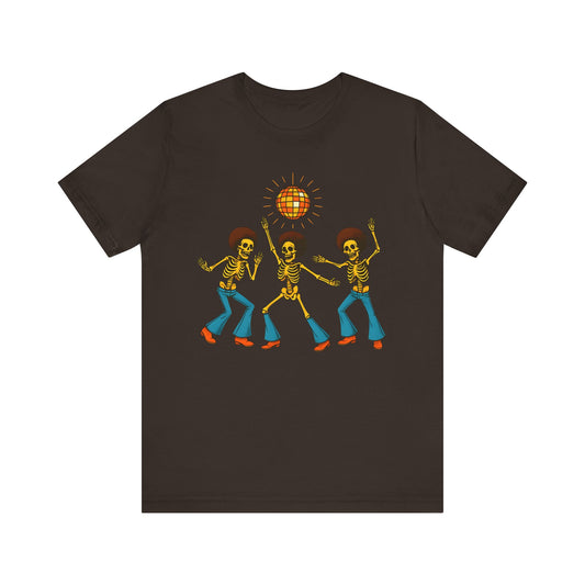 Disco Skeletons Dancing Shirt – Funny Retro 70s Halloween Party Tee