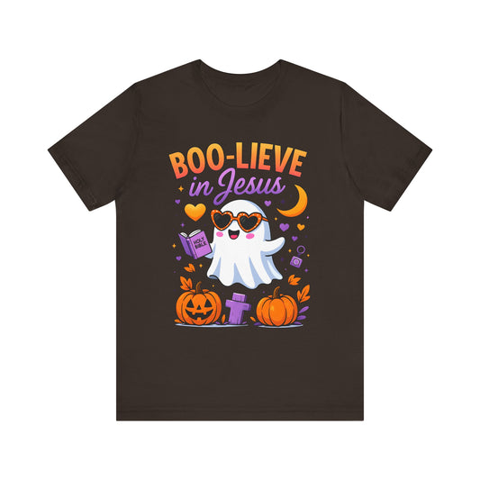 Boo-lieve in Jesus Shirt – Pastel Ghost Funny Christian Halloween Faith Tee