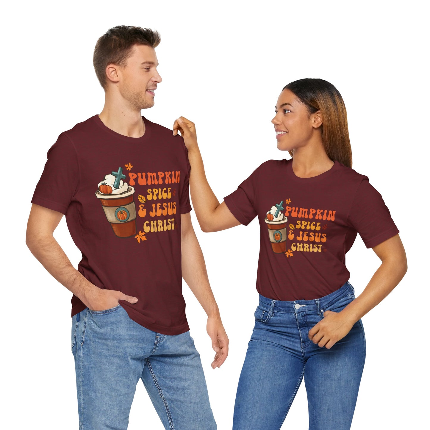 Pumpkin Spice Latte & Jesus Christ Shirt – Groovy Christian Fall Thanksgiving Tee