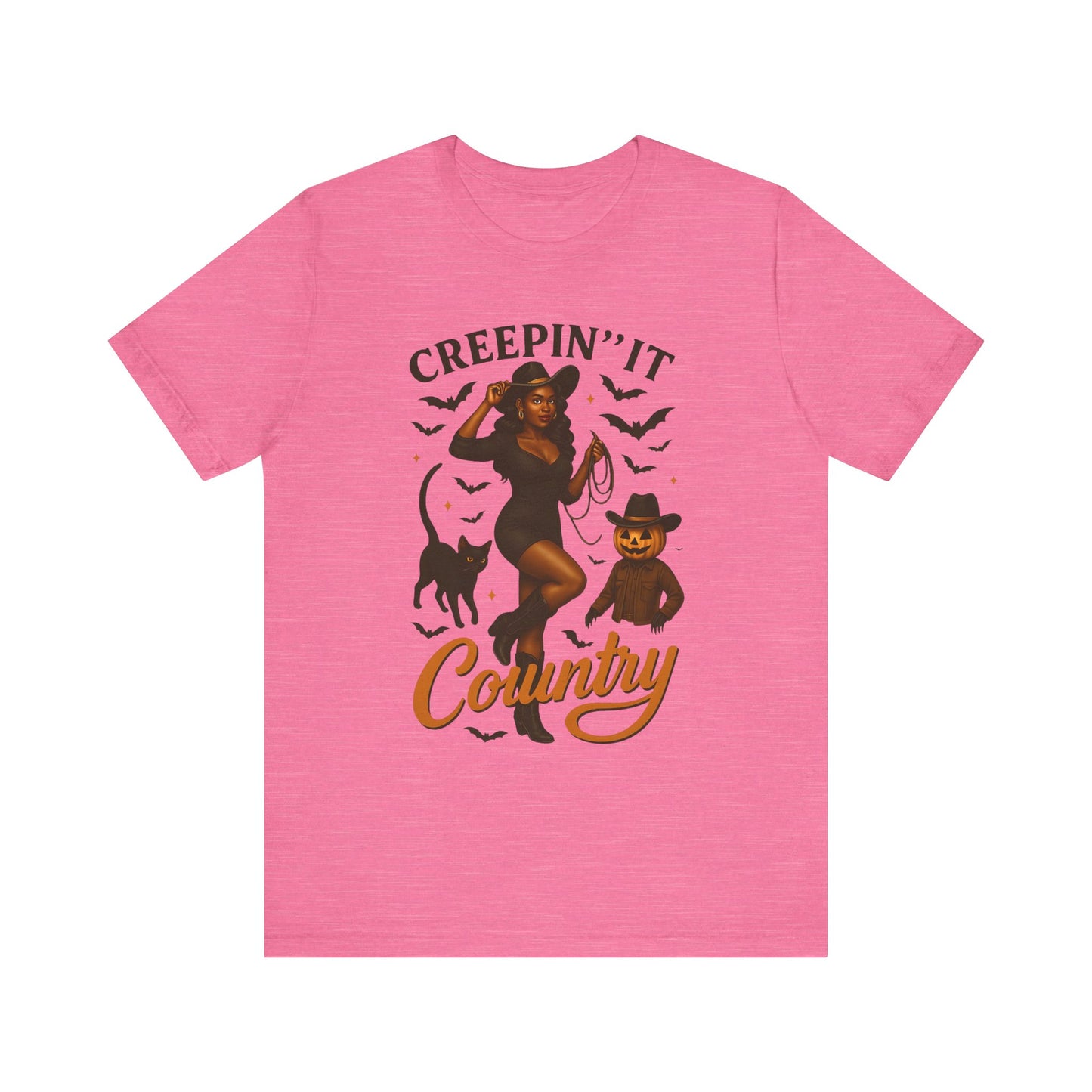 Creepin’ It Country Shirt – Spooky Cowgirl Pumpkin Western Halloween Tee