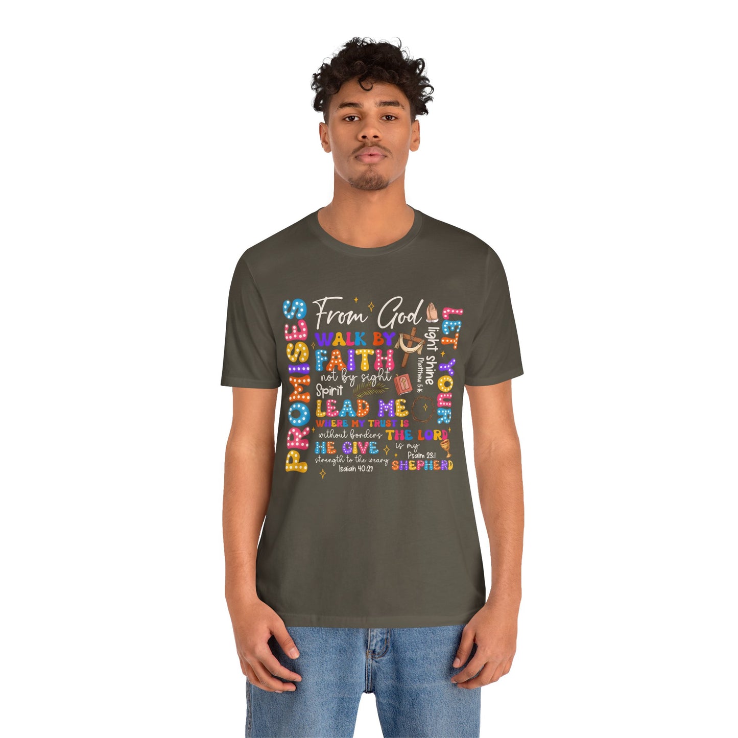 Walk by Faith Not by Sight Shirt – Christian 2 Corinthians 5:7 Groovy Scripture Tee