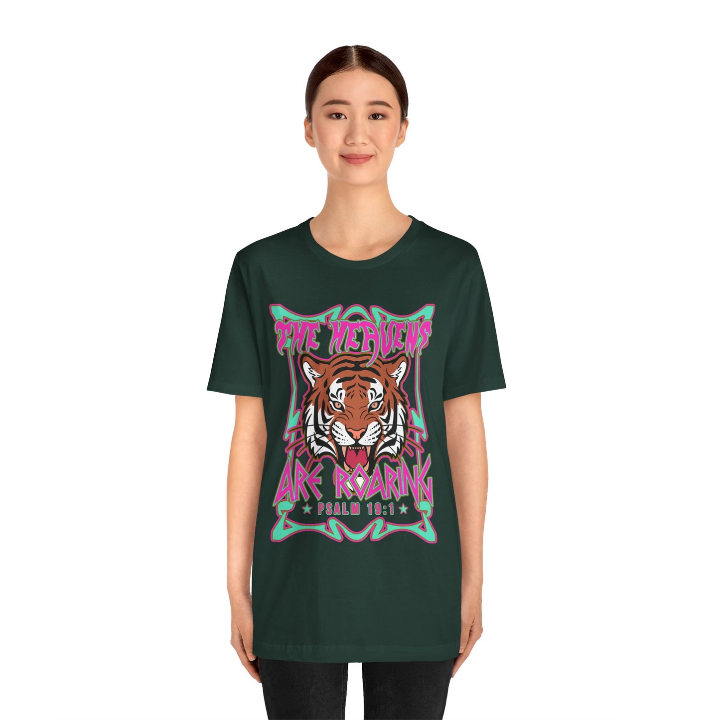 The Heavens Are Roaring Shirt – Psalm 19:1 Tiger Christian Faith Tee