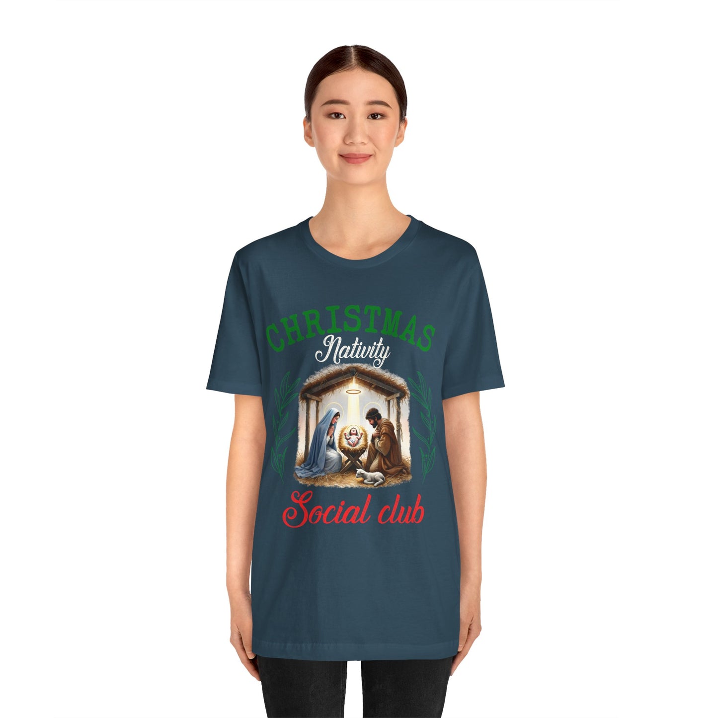 Christmas Nativity Social Club Shirt – Christian Nativity Scene Faith Holiday Tee