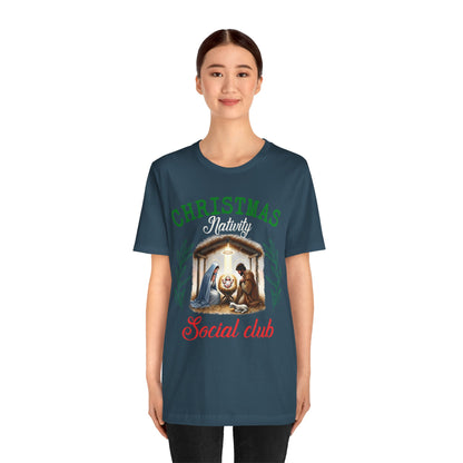 Christmas Nativity Social Club Shirt – Christian Nativity Scene Faith Holiday Tee