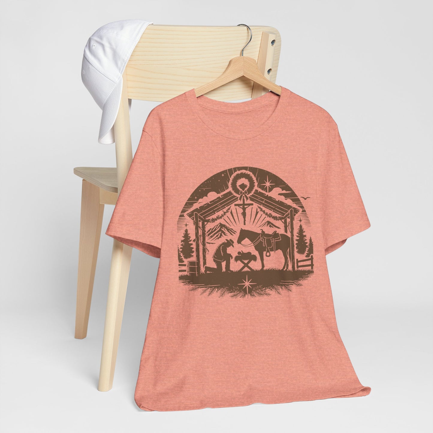 Praying Cowboy Christmas Shirt – Western Nativity Christian Holiday Tee