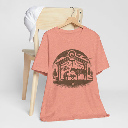 Praying Cowboy Christmas Shirt – Western Nativity Christian Holiday Tee