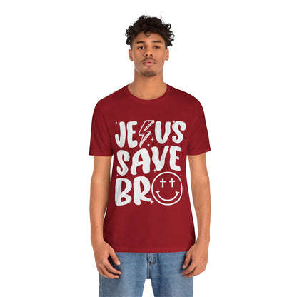 Jesus Saves Bro Shirt – Funny Retro Christian Cross Christmas Faith Tee